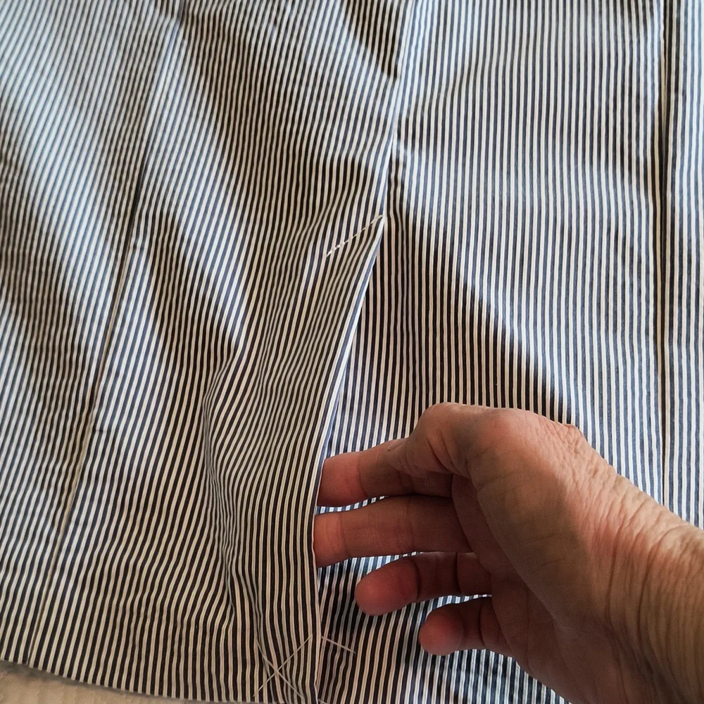 New York & Co Pencil Skirt Wmn's 18 Blue White Striped Seersucker Nautical - Picture 13 of 16